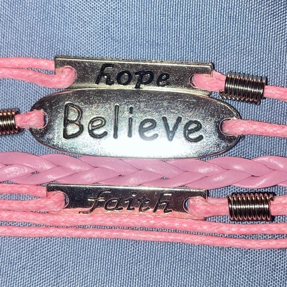 Pink 'Hope Believe' Multi-Strand Bracelet - Picture 2 of 5